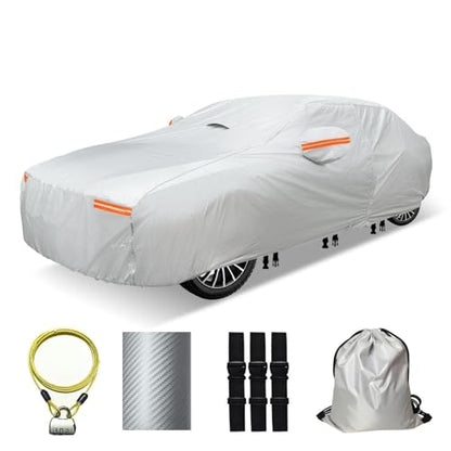 30 Layers Heavy Duty Car Cover for Automobiles All Weather Waterproof (Silver Heavy Duty / Fit Sedans 171"-180")