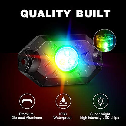 RGB LED Rock Lights Kit (4 Pods / RGB 3LED)