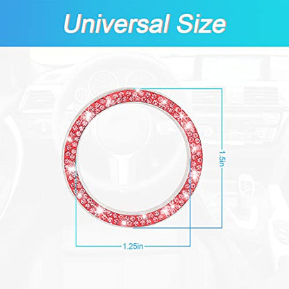 2PCS Zinc Alloy Rhinestone Engine Start Button Rings (Red)