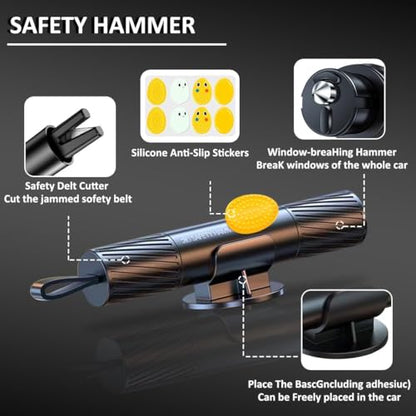 Safehammer 2026 Upgraded Safe Hammer Glass Breaker Under Water (Red & Black & Silver)