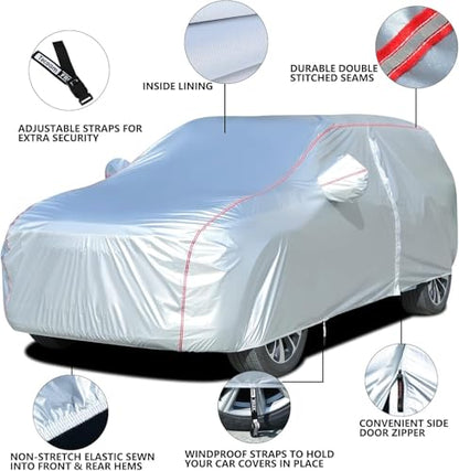 Hard Shell Waterproof Car Cover (Silver-Red / YXXL：for SUV(Lenght 206"-215"))