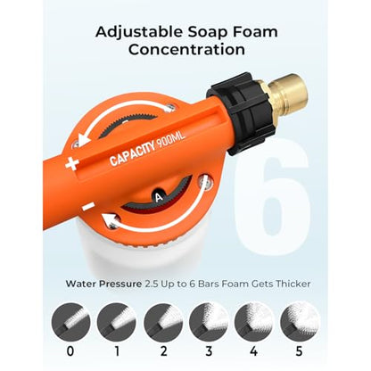 Upgraded Car Wash Foam Gun + Microfiber Wash Mitt (Orange)