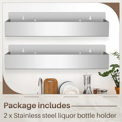 2 Pcs 32in Single Speed Rail Stainless Steel Bottle Holder (Silver / 32 Inch)