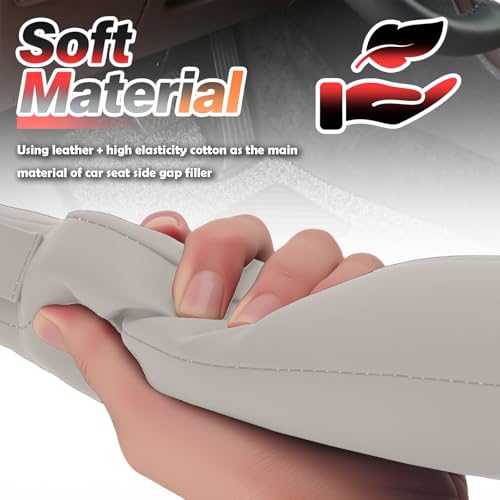 2026 2PCS Upgraded Car Seat Gap Filler with Fixing Ring (Light Beige)