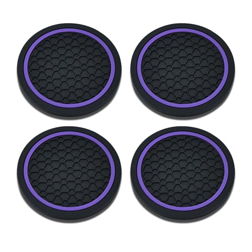 4PCS Car Cup Holder Coasters (Black/Purple)
