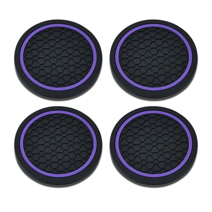 4PCS Car Cup Holder Coasters (Black/Purple)