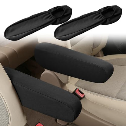 2PC Car Front Seat Armrest Covers (Black-2PC)