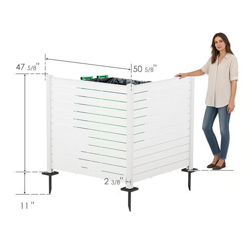 50" W x 48" H Outdoor Privacy Screen with Aluminum Posts (White/2Panels)