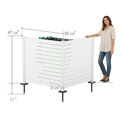 50" W x 48" H Outdoor Privacy Screen with Aluminum Posts (White/2Panels)