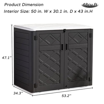 Resin Outdoor Storage Shed (Black-White 48Cu.ft)