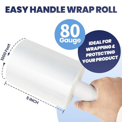 ADHES Mini Hand Stretch Wrap Film (5IN X 1000FT X 1PACK / Regular)