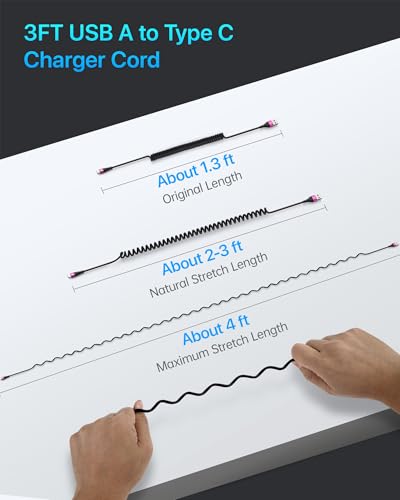 USB A to USB C Cable for Car (3FT / USB A to USB C / Rose Red)