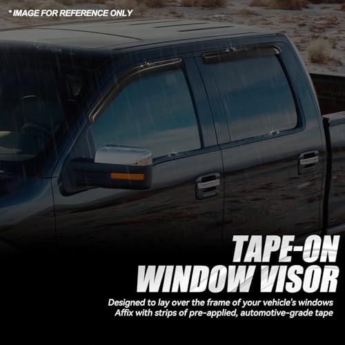 4PCS Tape On Window Visors for 2009 (09-14 Ford F-150 Crew Cab)
