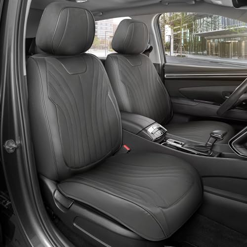 Curated Suede Leather Seat Covers for Cars & SUVs (Charcoal/Black (Suede) / Front Seats)