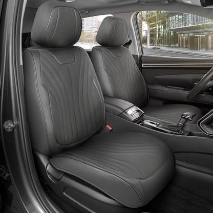 Curated Suede Leather Seat Covers for Cars & SUVs (Charcoal/Black (Suede) / Front Seats)