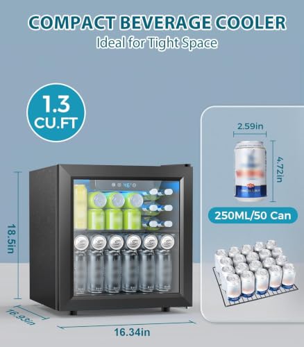 50 Cans Beverage Refrigerator Cooler (Black)