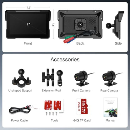 7 Inch Waterproof Motorcycle CarPlay Display