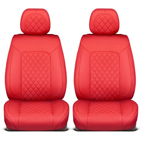 Curated Cabernet Napa Leather Seat Covers for Cars & SUVs (Red (Cabernet) / Front Seats)