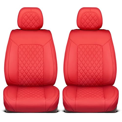 Curated Cabernet Napa Leather Seat Covers for Cars & SUVs (Red (Cabernet) / Front Seats)