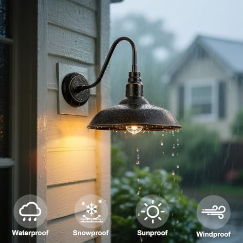 14in Outdoor Gooseneck Barn Light for Farmhouse (Bronze / 14" Dome)