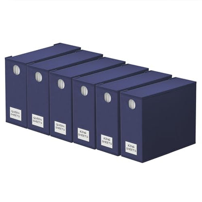 6 Pack Bed Sheet Organizers and Storage (6 Pack / Navy Blue)