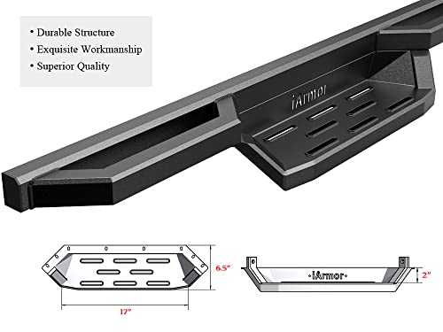 Stainless Steel 6.5in Side Bars Pocket Steps Square Tube Rocker Guards Compatible with Jeep Wrangler TJ YJ 2Dr 87