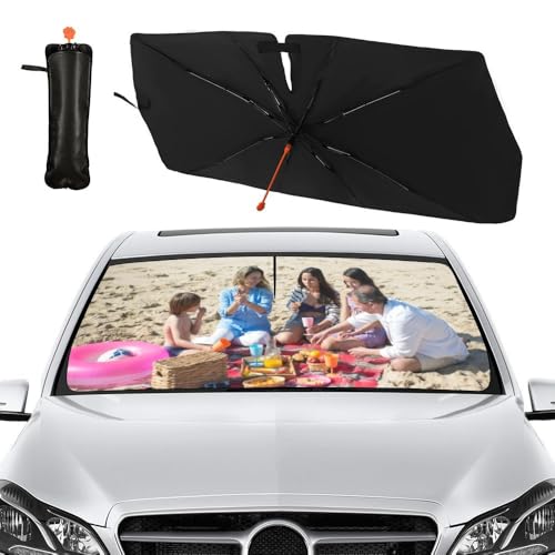 Custom Car Windshield Sun Shade Umbrella Customize Sun Shade Personalized Umbrella Shade with Photo Text Design Foldable Customized Car Sunshade Sun Visor for Car (custom-style)