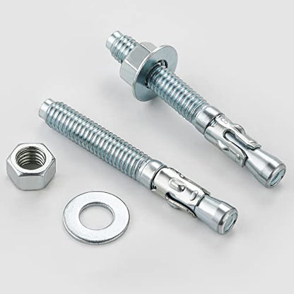 1/4x2-1/4 10Pcs Inch Standard Fasteners for Heavy-Duty Zinc Wedge Anchors for Cement and Concrete (1/4x2-1/4")