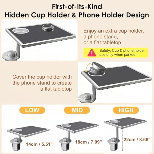 Car Desk for Laptop 360° Rotating Tesla Tray with Cup Holder Phone Stand (𝗦𝗾𝘂𝗮𝗿𝗲 · Black / 𝗔𝗺𝗮𝘇𝗼𝗻 𝗖𝗵𝗼𝗶𝗰𝗲)