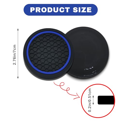 4PCS Car Cup Holder Coasters (Black/Blue)
