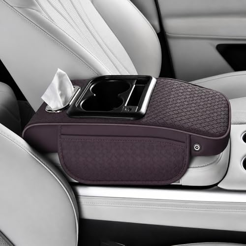 Car Center Console Armrest Cushion with USB& Type (Plum-Purple)