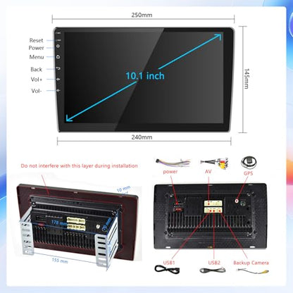 Double Din Car Stereo Radio Receiver (10.1 Inch Android Radio+License Plate Camera)