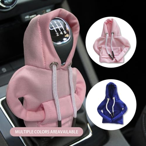 2PCS Car Gear Shift Hoodie Auto Shifter Knob Cover (Blue&Pink / 2 Pcs)