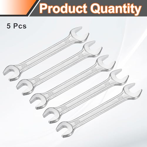 5pcs Double Open End Wrench 8mm x 10mm Metric 15 Degree Offset Angle Small Flat Head Wrench Galvanizing Open Ended Spanner for Automotive Repair Furniture Assembly (8mm x 10mm)