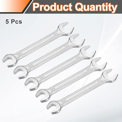 5pcs Double Open End Wrench 8mm x 10mm Metric 15 Degree Offset Angle Small Flat Head Wrench Galvanizing Open Ended Spanner for Automotive Repair Furniture Assembly (8mm x 10mm)