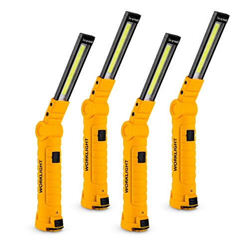 4 Pack Rechargeable LED Work Lights with Magnetic Base and 360° Rotation (Yellow / 4 Pack)