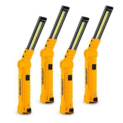4 Pack Rechargeable LED Work Lights with Magnetic Base and 360° Rotation (Yellow / 4 Pack)