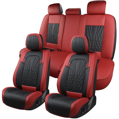 Leather Car Seat Covers (Red 1/Full Set)