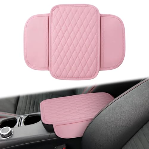 Car Center Console Cover with 2 Organizer Pockets Storage Bags (Pink)