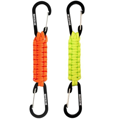 Carabiner Keychain Hook with Paracord Strap (1 Orange 1 Green)