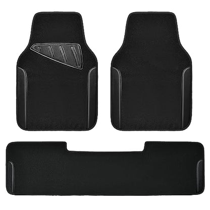 Waterproof Universal Faux Leather 3Pcs Car Floor Mats (Black Pure)