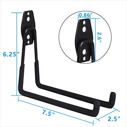 Garage Hooks 4 Pack Wall Mount Storage Hanger with 2 Extension Cord Holder Organizer (Black 4 Pack)