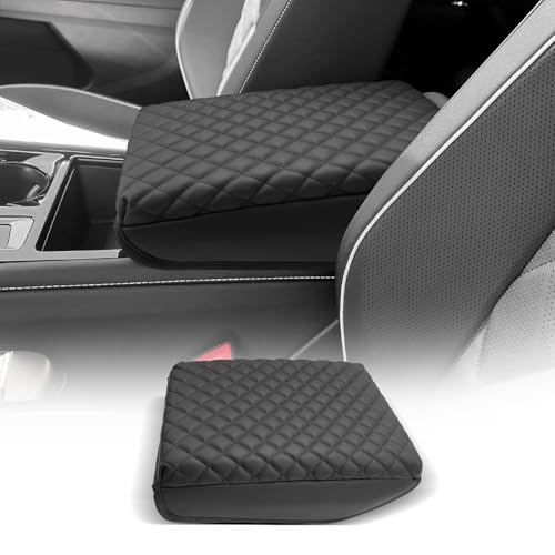 for Volkswagen Atlas 2024 2025 2026 Center Console Cover Armrest Box Cover for VW Atlas (Atlas-Thickened Black Leather Square)
