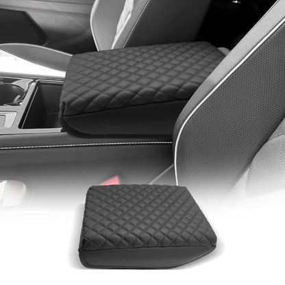 for Volkswagen Atlas 2024 2025 2026 Center Console Cover Armrest Box Cover for VW Atlas (Atlas-Thickened Black Leather Square)