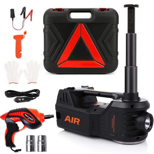 Electric Car Jack 5 Ton 12V Hydraulic (Black Jack+Impact Wrench)