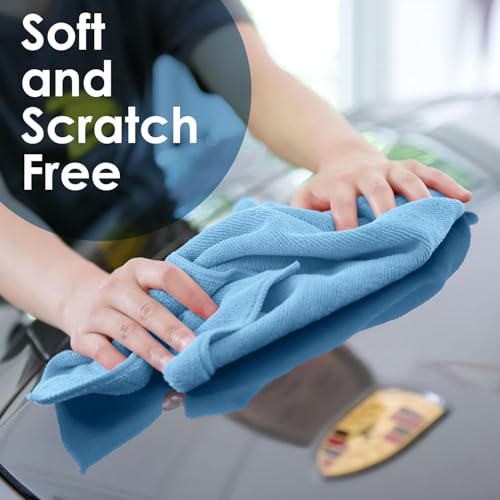 Microfiber Cleaning Cloths (Pack of 48 - 16x16 Inches / Blue)