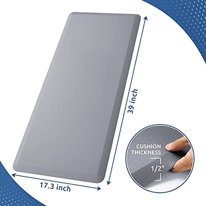 Kitchen Mat Cushioned Anti Fatigue Rug Standing and Comfort Floor Mats (Grey / 39"L x 17.3"W x 0.5"Th)