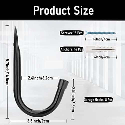 Heavy Duty Garage Storage Hooks (5.6 Inch x 3.4 Inch)