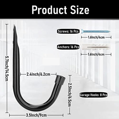 Heavy Duty Garage Storage Hooks (5.6 Inch x 3.4 Inch)
