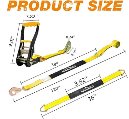 Complete Axle Straps Tie Down Kit 2" x10' Heavy Duty Vehicle Tie Down Strap (Axle Tie Down Straps)